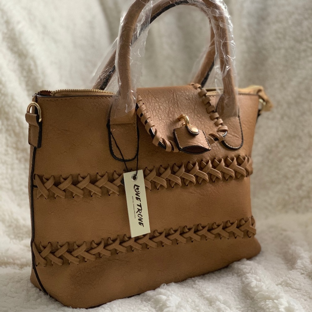Love Trove Tan Braided Purse